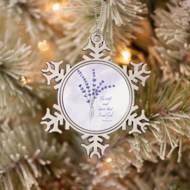 Christliche Ermutigungslavene mit der Schrift Schneeflocken Zinn-Ornament (Baum)