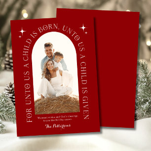 Christliche Familienfoto-Weihnachtsschrift Rot Feiertagskarte