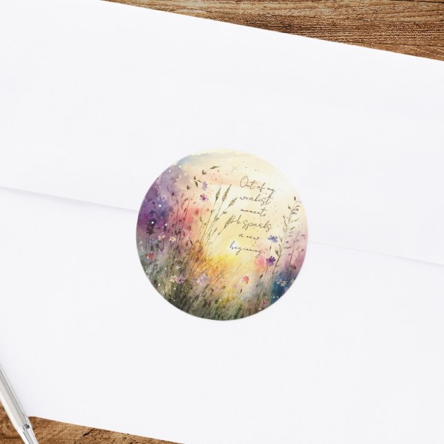 Christliche farbenfrohe Wildblumen Wasserfarben Ve Runder Aufkleber (Von Creator hochgeladen)