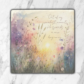 Christliche farbenfrohe Wildblumen Wasserfarben Ve Steinuntersetzer