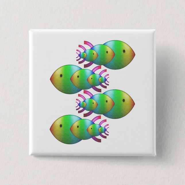 Christliche Fisch-Symbol-Familien Button (Vorderseite)