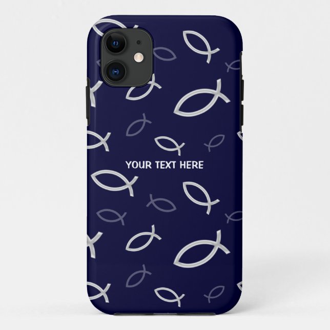 Christliche Fisch-Symbole auf blauem Hintergrund Case-Mate iPhone Hülle (Rückseite)