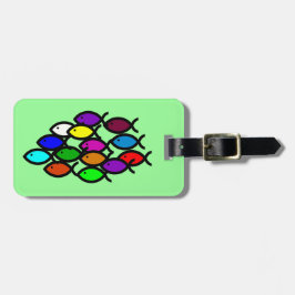 Christliche Fisch-Symbole - Regenbogen-Schule - Gepäckanhänger