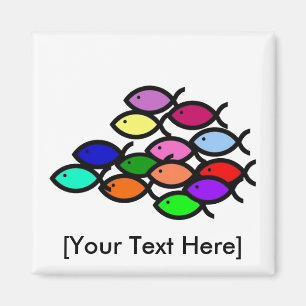 Christliche Fisch-Symbole - Regenbogen-Schule - Magnet