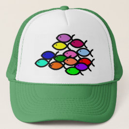 Christliche Fisch-Symbole - Regenbogen-Schule - Truckerkappe