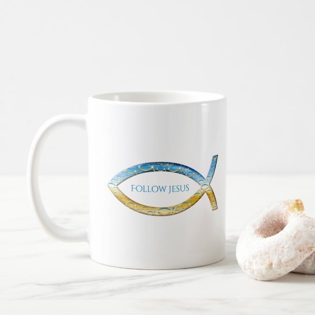 Christliche Fische | Jesus folgen Kaffeetasse (Mit Donut)
