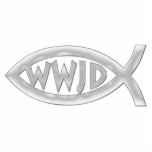 Christliche Fischerei - WWJD - Fotoskulptur<br><div class="desc">Das Ichthus- oder Fischsymbol wurde von frühen Christen benutzt,  um sich als Anhänger Jesu Christi zu identifizieren und ihre Verbundenheit mit dem Christentum zum Ausdruck zu bringen</div>