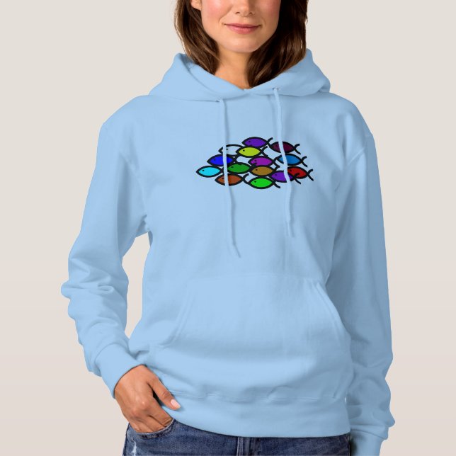 Christliche Fischzeichen - Regenbogenschule - Hoodie (Vorderseite)