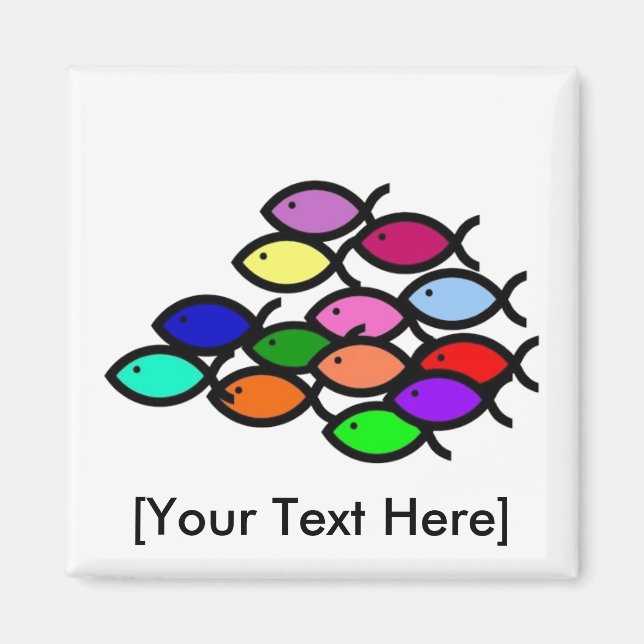 Christliche Fischzeichen - Regenbogenschule - Magnet (Vorne)