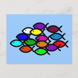 Christliche Fischzeichen - Regenbogenschule - Postkarte