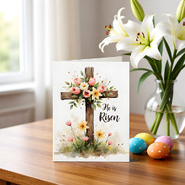Christliche Florale Osterkreuz-Blanko-Notizkarte