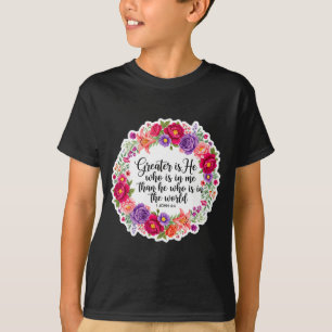 Christliche Frau Bibelvers Jesus Größer ist Er T-Shirt