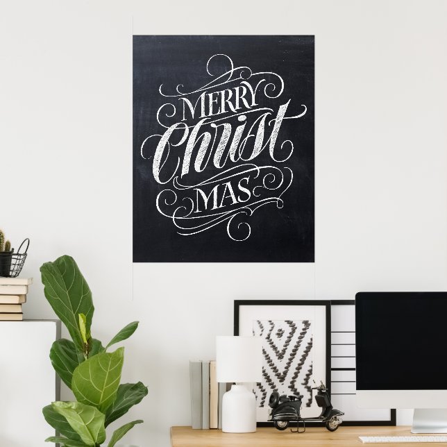 Christliche Frohe Weihnachtskhalkboard-Kalligrafie Poster (Heimbüro)