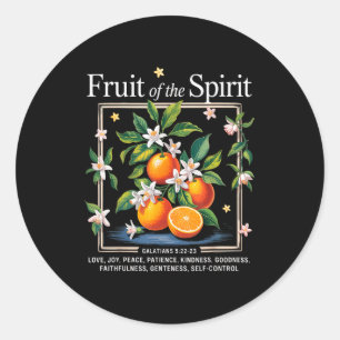 Christliche Frucht des Geistes Vintage-Frucht Oran Runder Aufkleber
