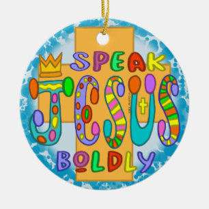 Christliche Funky Jesus Blue Ornament