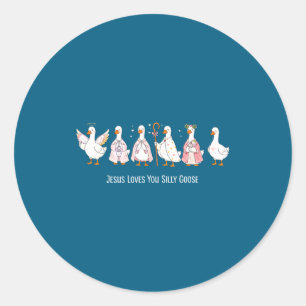 Christliche Gans Jesus liebt dumme Gans religiös Runder Aufkleber