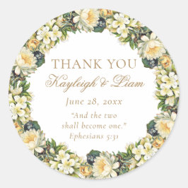 Christliche Gastgeschenk Hochzeit der Blumen-Weißb Runder Aufkleber
