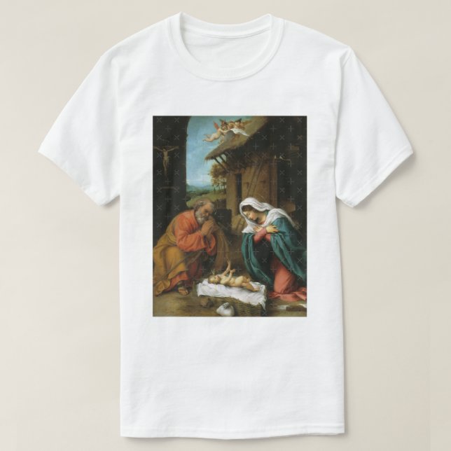 Christliche Geburt Jesu Lorenzo Lotto T-Shirt (Design vorne)