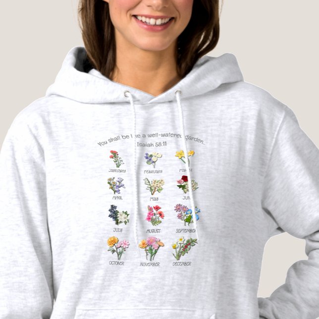 Christliche GEBURT MONATE BLUME Jan bis Dez Hoodie (Von Creator hochgeladen)