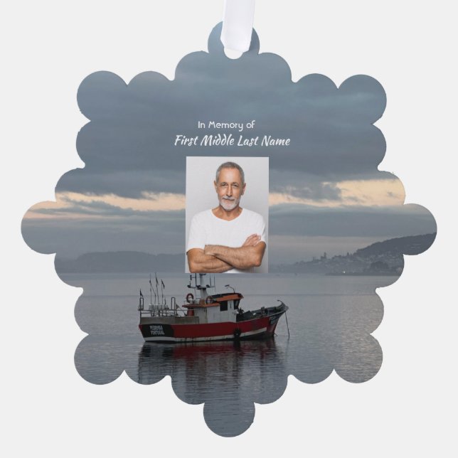 Christliche Gedenkstätte Keepake Fischereifahrzeug Ornament Karte (Vorderseite)