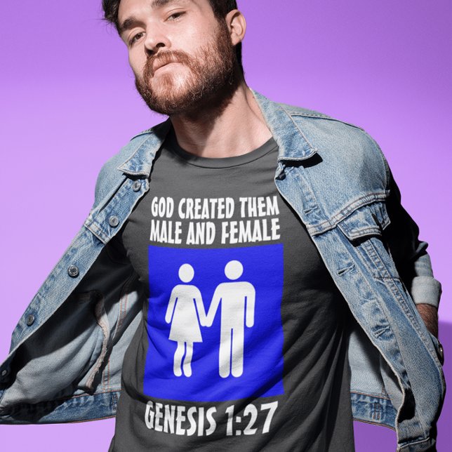 Christliche GENESIS FÜR MÄNNER UND FRAUEN 1:27 T - T-Shirt (Von Creator hochgeladen)