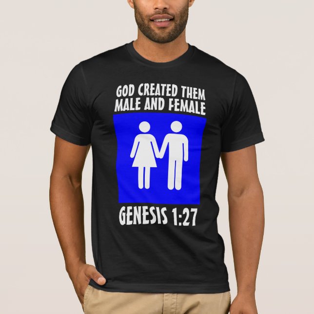 Christliche GENESIS FÜR MÄNNER UND FRAUEN 1:27 T - T-Shirt (Vorderseite)