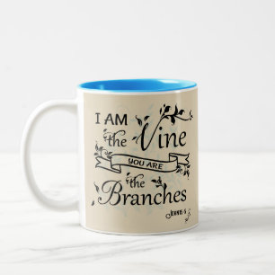 Christliche Geschenk-Tassen - ich bin die Rebe Zweifarbige Tasse