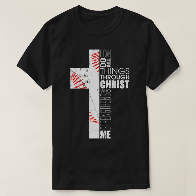 Christliche Geschenke Boys Baseball Religiöse Vers T-Shirt (Design vorne)