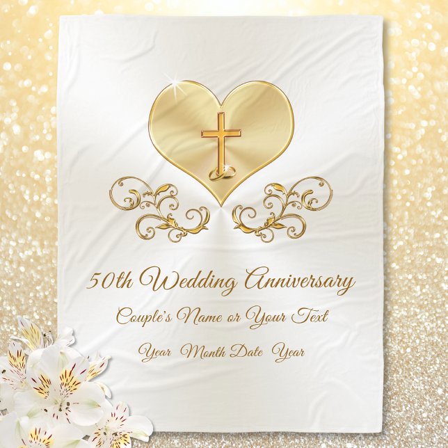 Christliche Geschenkideen zum 50. Geburtstag Fleecedecke (50th anniversary blanket. Gifts for 50 years of marriage. 50th anniversary presents, Christian.)