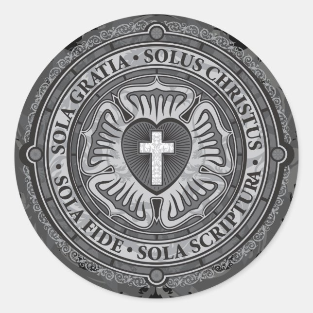 "CHRISTLICHE GIFTS" Luther Rose Christlich Jesus L Runder Aufkleber (Vorderseite)