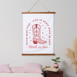 Christliche Girl-Zitate gehen in Liebe rosa Ästhet Wandteppich Mit Holzrahmen