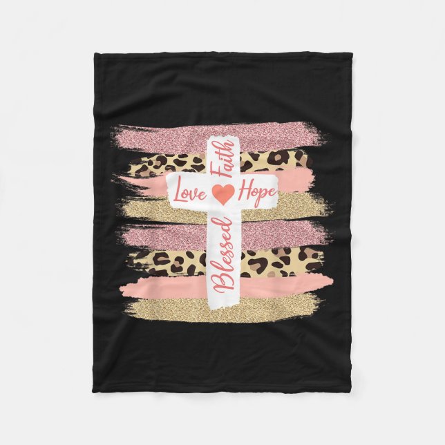 Christliche Glaube Liebe Hoffnung gesegnet - Kreuz Fleecedecke (Vorderseite)