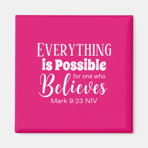 Christliche Glaubensbibel Verse glauben Hot Pink Magnet