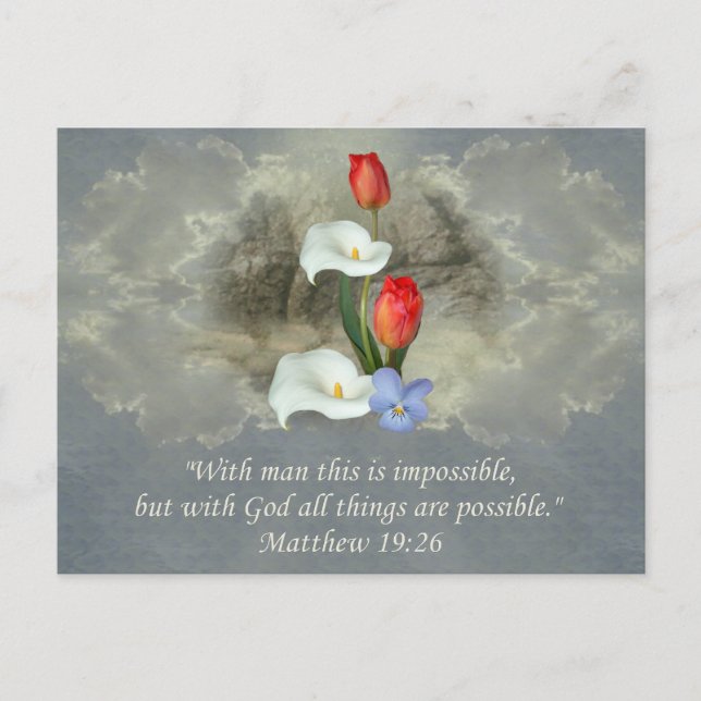 Christliche Glaubenskunst ~ Matthew 19:26 Postkarte (Vorderseite)