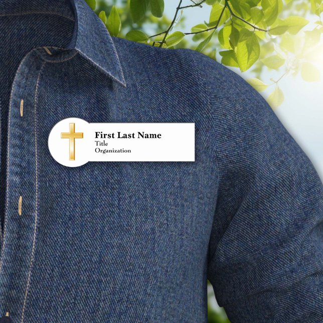 Christliche Goldkreuz-Bezeichnung Namensschild (The cross is a central symbol of the Christian faith. )