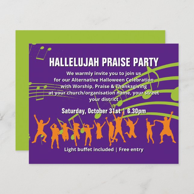 Christliche Halloween-PRAISE-Party Einladung (Vorne/Hinten)