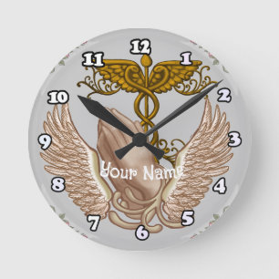Christliche Hände Pfleger  Runde Wanduhr