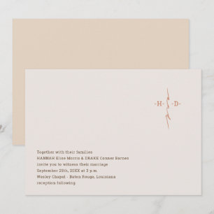 Christliche Hochzeit handgeschriebenes Monogramm K Einladung