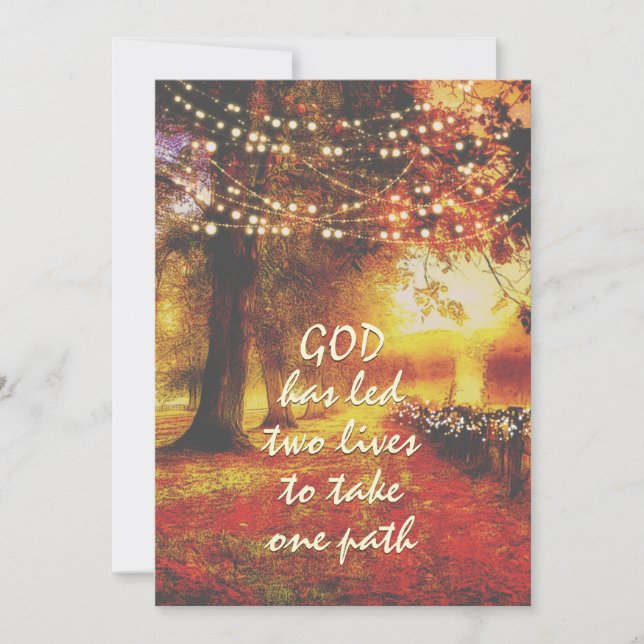 Christliche Hochzeit im Herbst des Naturwegs Bäume Einladung (Vorderseite)