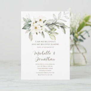 Christliche Hochzeit in der White Floral Bible Ver Einladung