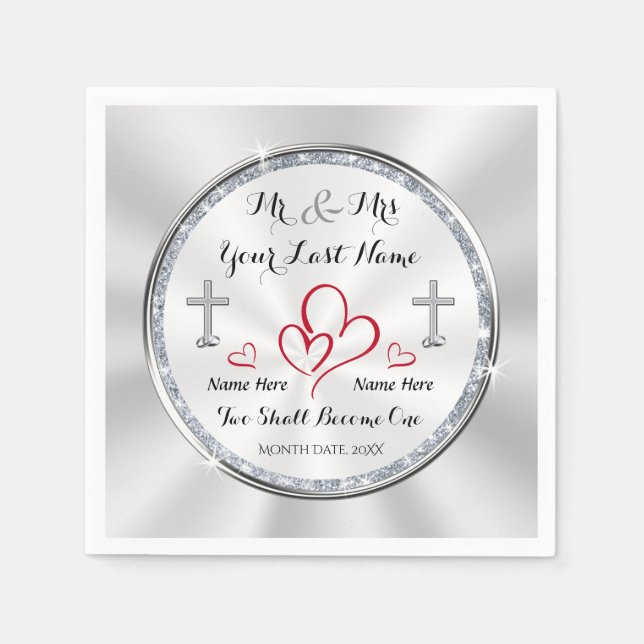 Christliche Hochzeit Napkins zwei werden eins Serviette (Vorderseite)