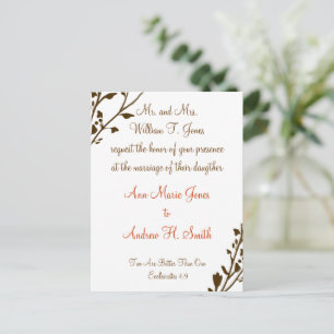 Christliche Hochzeitseinladung Deep Chocolate Einladungspostkarte