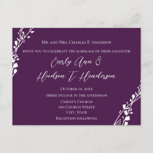 Christliche Hochzeitseinladung Deep Grape Einladungspostkarte