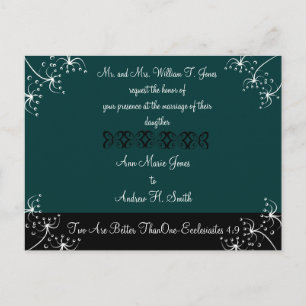 Christliche Hochzeitseinladung Deep Teal Einladungspostkarte