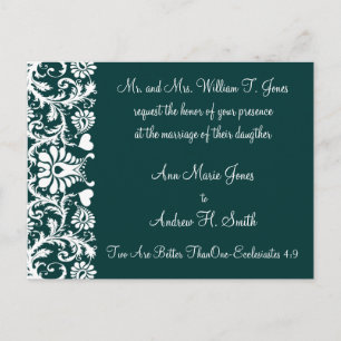 Christliche Hochzeitseinladung Deep Teal Einladungspostkarte