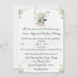 Christliche Hochzeitseinladung mit weißer Rose und Einladung
