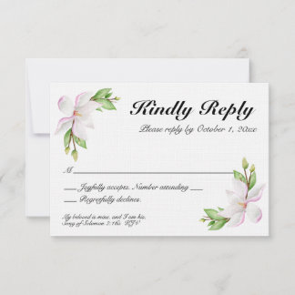 Christliche Hochzeitskarte RSVP - Aquarellmagnolie Karte