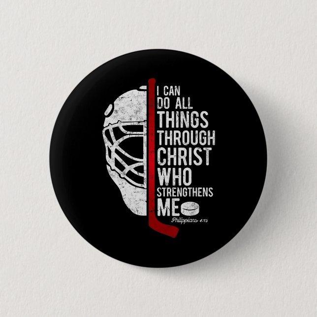 Christliche Hockey-Bibel-Verse Philipper Religiös Button (Vorderseite)