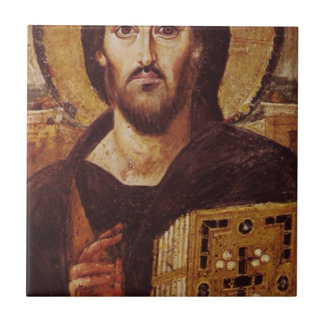 Christliche Ikone Jesuss Christus Pantocrator Fliese (Vorderseite)