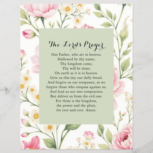 Christliche Inspiration: Florales Vaterunser Flyer (Vorne)